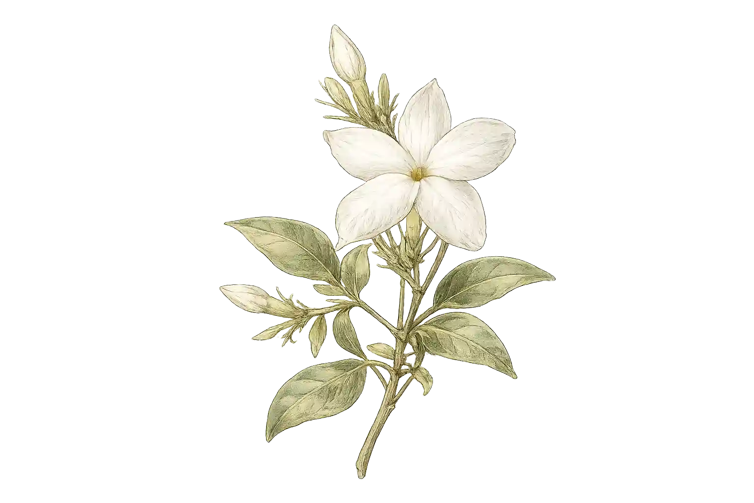 Jasmin de Grasse botanical illustration